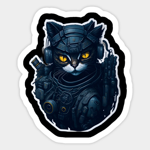 Mecha Cat_007 Sticker by Kulturmagazine